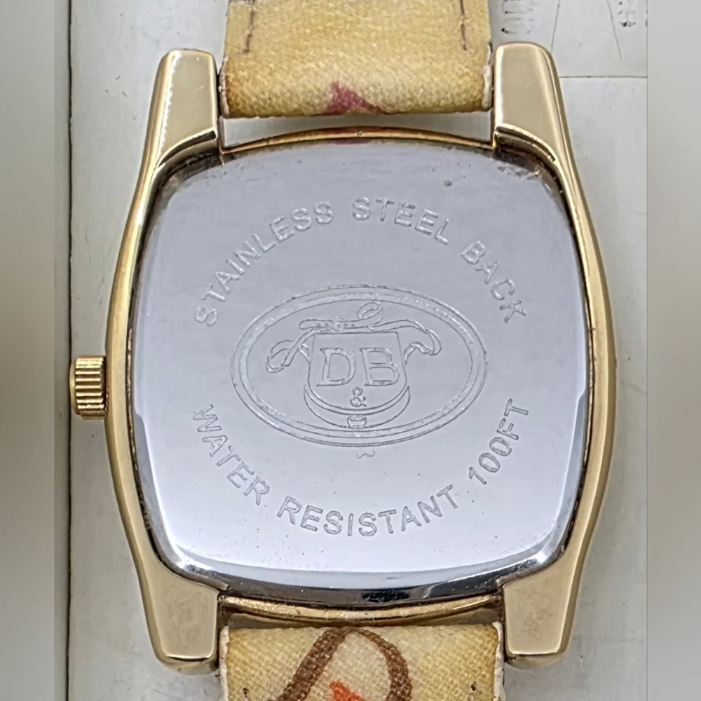 Vintage Dooney & Bourke Gold-tone Rhinestones Logo Design Watch Y2K
